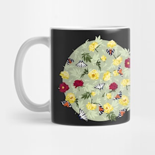 Peonies & Butterflies - light green Mug